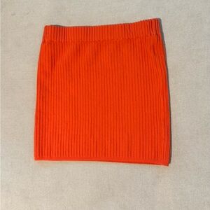 Ribbed Orange Mini Skirt